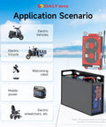 Smart Lithium Iron Phosphate BMS Board With Bluetooth Monitoring And Parallel Sync For Heavy Duty Rig LiFePO4 Battery Packs Up To 72V 500 Amp Waterproof Safety Shield Kit application scenarios with vehicles and power sources