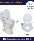 Raised Toilet Seat With Bidet Sprayer, Adjustable Temperature, 4 Inch Elevating Toilet Seat Riser For Seniors on standard toilet