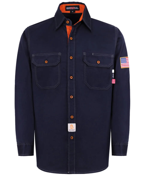 Lightweight Flame Resistant Welding Shirt For Men NFPA 2112 Certified Tough As Nails Water And Oil Repellent Finish 6.5oz Cotton Twill