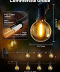 Commercial-grade 108 Feet Solar String Lights Outdoor With Remote And USB Port Dimmable Timable Three Modes Shatterproof Bulbs