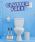 Bathroom with Toilet Brush and Plunger Set 18 Inch No Rust Stainless Steel Design with Long Handles and Freestanding Canister