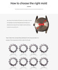 Guide on selecting the right mold with measurement instructions and options of different size molds displayed below.