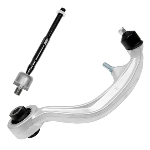 Complete Front Suspension Kit for 2003 to 2009 Infiniti G35 Coupe and Nissan 350Z showing control arm and tie rod end