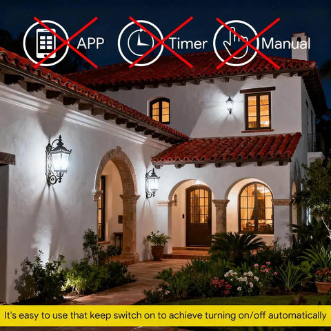 4 Pack Dusk To Dawn LED Bulbs For Outdoor Use 60W Equivalent 6W 800 Lumens 5000K Daylight E26 Base Auto On Off Sensor at house entrance