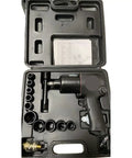 Mini Pneumatic Impact Wrench Loaded With Beast Mode Torque And Five Adjustable Levels Crushing 1300 To 2400 Nm For Blazing Fast Tire Swaps And Quick Motorcycle Repairs in black carrying case with included sockets.