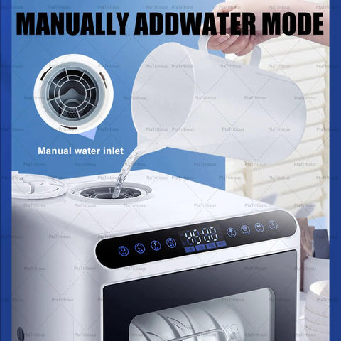 Compact Countertop Dishwasher Handles The Heavy Lifting With Automatic 1000 Watt Cleansing Cycles Spanning Eco Intensive And Quick Wash Options For Total No Fuss Kitchen Refresh, showing manual water inlet.