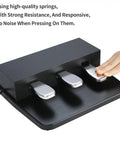 Person pressing pedal on Three Pedal Unit For Digital Keyboards Pianos With Soft Sostenuto And Sustain Pedals, Compatible With Yamaha P125 P121 P515 DGX670, Includes Four Non Slip Pads For Stable, Slip Free Play.