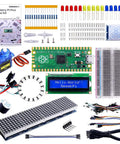 Raspberry Pi Pico Starter Kit with Breadboard I2C 1602 LCD Display Module and 9g Micro Servo for hands-on projects.