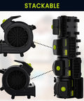 Air Mover 100W Carpet Dryer, Powerful Floor Drying Fan With 550 CFM, 4 Speed And 3 Blowing Positions, stackable design