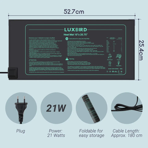 Seedling Heating Mat For Seed Starting 10 x 20.75 Inch Pro Grade Waterproof Hydroponic Heating Pad with 120V US Plug