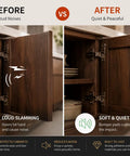 Comparison of cabinet doors before and after using Clear Cabinet Door Bumpers Three Eighths Inch Self Adhesive Rubber Cushions To Stop Slams For Cabinets, Drawers, Furniture, And RVs, Bulk Pack Of 100.