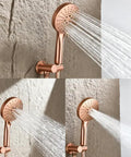 Straight Up Slick Thermostatic Shower System Wall Mounted Concealed Bathtub Faucet Brushed Grey Anti Scald Mixer Tap Modern Bathroom Fixture That Hits Different And Flows Clean with water stream.