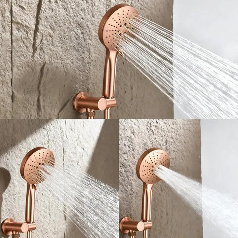 Straight Up Slick Thermostatic Shower System Wall Mounted Concealed Bathtub Faucet Brushed Grey Anti Scald Mixer Tap Modern Bathroom Fixture That Hits Different And Flows Clean with water stream.