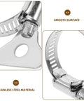 Top Notch 10 Pc Stainless Steel Hose Clamp Kit For Plumbing And Tubes With Worm Drive Secure Install Fixing Water Fuel Lines Quick Release Heavy Duty Gear stainless steel worm-drive clamp close-up, smooth surface
