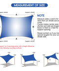 Sun Shade Sail 16x20 Rectangle Permeable Shade Cloth For Outdoor Patio Garden Pergola Backyard Deck Breathable HDPE Canopy Blocks Up To 95 UV Rays Light Gray Durable Easy Install showing measurement and installation guide.
