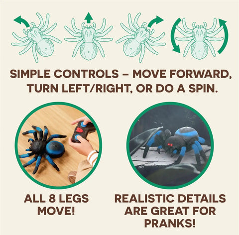 Remote Control Tarantula For Kids With LED Eyes Realistic Spider Toy With Moving Legs Fast Speed And 360 Degree Spin Blue RC Animal