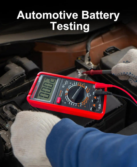 Pro Grade True RMS Digital Multimeter Tester 750V-1000V Range measuring car battery voltage in automotive testing
