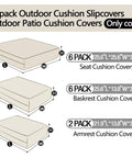 14 Piece Patio Cushion Covers Set Replacement For Outdoor Couch Cushions Splashproof Slipcovers With Zippers Cover Only Light Gray diagram