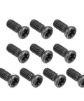 10 Pack M3.5 X 12mm Torx T15 Flat Countersunk Machine Screws arranged in a row, 12.9 Grade Alloy Steel for fastening.