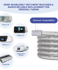 CPAP Tubing That Fits Most Machines 6 Foot Universal Hose With 19mm To 22mm Connectors Lightweight Flexible Odor Free 2 Pack