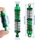 Beefed Up Aluminum Front And Rear Shock Absorber Set For 1/18 RC Cars with Threaded Oil Shocks, Green CNC Machined Adjustable Length