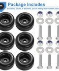 Beefy Heavy Duty Round Rubber Foot Pads 2.5 Inch Anti Vibration Dampeners 6 Pack Universal Feet with Screw Kits