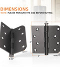 Tough As Nails Heavy Duty Black Door Hinges With Removable Pin And Zero Friction Ball Bearing Design Workhorse Hardware For Exterior Swing Doors Left Or Right Setup 4X4 dimensions showing size and features.