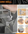 Kickass M6 Connector Bolt And Cap Nut Assortment Kit For Furniture Joints And Desk Assembly Includes Rock Solid Hex Socket Screws being installed with an Allen wrench.