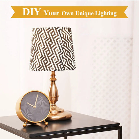 Decorative table with a clock and lamp using Easy DIY Table Lamp Repair Kit With 3 Way Socket And 96 Inch Cord Bronze