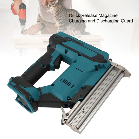 Heavy Duty Cordless Brad Nailer, 18V Battery Powered Nail Gun For Indoor Woodworking And Home Shop Tasks, Quick Release Nose With Adjustable Depth Controls For No Sweat DIY Projects