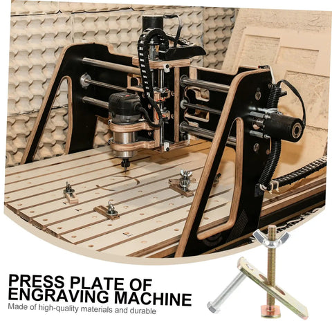 4 Sets T Slot Clamp Kit For CNC Router Workholding on engraving machine table with steel clamps and bolts