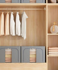 Plastic Closet Rod Bracket Holder Set For One And Three Eighths Inch Rods White U Shaped Open Socket Brackets with shirts in closet