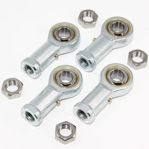 One Half Inch Bore Rod End Bearings PHSB8 Pre Lubricated With Jam Nuts One Half Twenty Female Thread Right Hand Four Pack For Linkages And Steering Projects Heavy Duty Construction, 4 bearings with jam nuts
