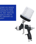 Disposable Paint Spray Gun Cup Liners And Lid System Kit on HVLP sprayer, 20 oz liner with built-in 125 micron strainer.