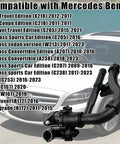Boss Level Heavy Duty Water Pump With Integrated Thermostat Kit For 2015 Through 2022 Mercedes Benz C180 C200 C350e E300 Glc250 300 Engine Cooling Assembly visible in front of a Mercedes vehicle.