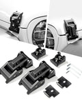 Jeep Hood Latches Aluminum Hood Catch For Wrangler JK JKU JL JLU Gladiator 2007 Through 2025 Pair shown installed and uninstalled