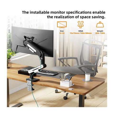 Universal Rotating Monitor Arm Fits 13 To 32 Inch Lcd Displays With Swivel Tilt And Height Adjustment, Sturdy Vesa Clamp Mount for desk setup