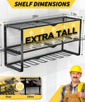 Beefy 3 Layer Power Tool Organizer Wall Mount With Seven Cordless Drill Holders, extra tall, 160 lb capacity, 26x7.9x12.2 inches.