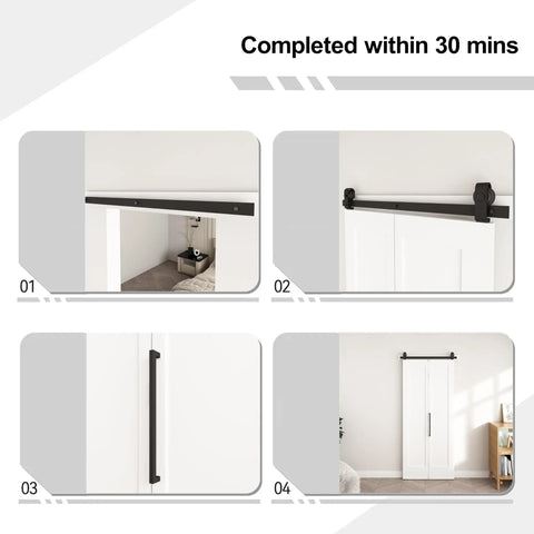 Step-by-step installation guide for 36 By 84 Inch Bifold Barn Door Single Panel Primed White Interior Sliding Closet Organizer.