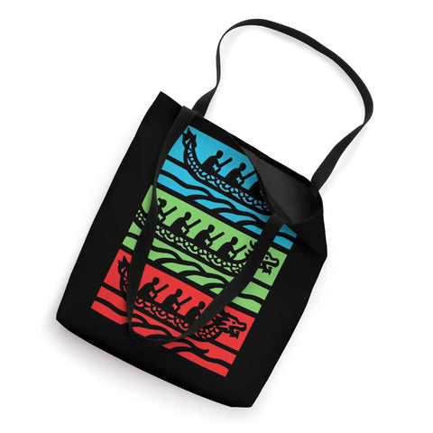 Black Dragon Boat Racing Paddler Tote Bag with colorful dragonboat design for Dragonboating Fans and Crew Members - Lightweight Durable Carryall