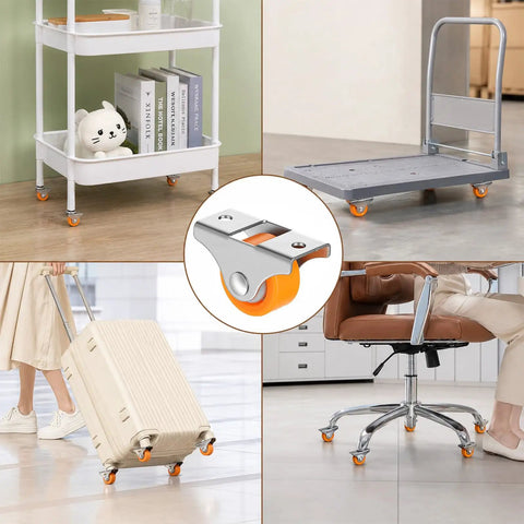 24 Pack 1 Inch Fixed Caster Wheels Buttery Smooth Silent TPR Rubber Replacement Casters on furniture and moving cart.