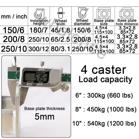 Heavy Duty Caster Set With Two Swivel And Two Fixed Plates Featuring Silent Stretch Rubber Wheels That Roll Like Butter On Hard Floors While Supporting Up To Twelve Hundred Pounds On Your Utility Cart Or Shop Dolly