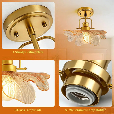 Modern Brass Pendant Light With Glass Pineapple Shade Industrial Ceiling Fixture For Bedroom Dining E26 110V details.