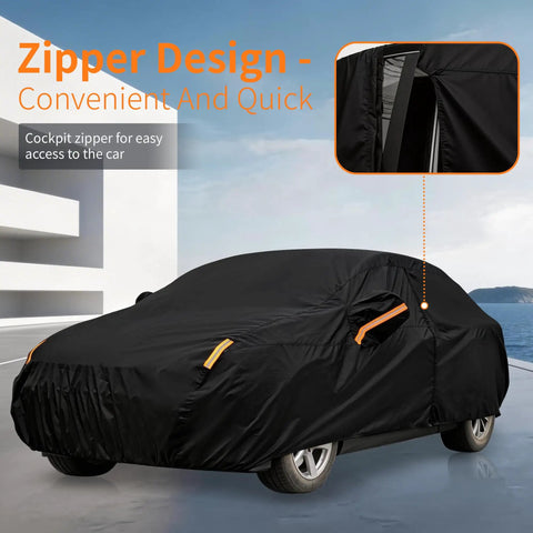 All Weather Heavy Duty Outdoor Car Cover For Exterior Protection, Premium Sedan Shield 186 To 193 Inches, With Sun Visor
