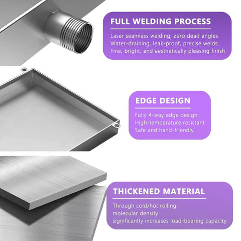 Heavy Duty Stainless Steel Condensate Drain Pan showing welding process and edge design features for leak-proof functionality.