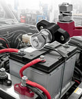 Two Pack 3/8 Inch 12V Car Battery Junction Post Block Heavy Duty Insulated Power Ground distribution terminal installed on a battery.