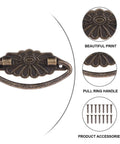 Antique Alloy Drawer Ring Pull Handles For Cabinets Dressers And Wooden Boxes With Screws, Vintage Door And Wardrobe Hardware Accessories