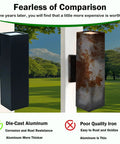 Up And Down Outdoor Wall Light With Dusk To Dawn Sensor Pack Of 2 Matte Black Exterior Sconces For Front Porch Patio Garage IP65 Weatherproof ETL Listed Easy Install No Fuss Modern Outdoor Lighting vs rusted iron light comparison