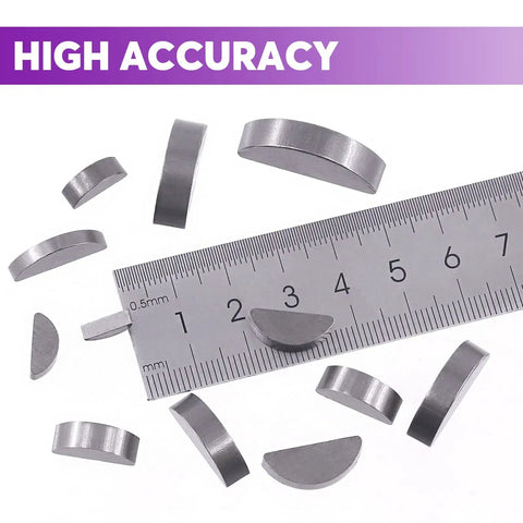 Woodruff Keys Assortment Kit Pro Grade 205Pcs 12 Sizes 3mm 4mm 5mm 6mm half moon bond keys with ruler for measurement