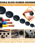 70 Pack Rubber Grommet Kit with 7 sizes for wiring, durable weather-resistant grommets, flexible for protecting cables and wires.